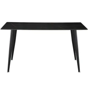 Tavolo da Pranzo 160x90 cm in Ceramica Effetto Marmo Nero Oro 2