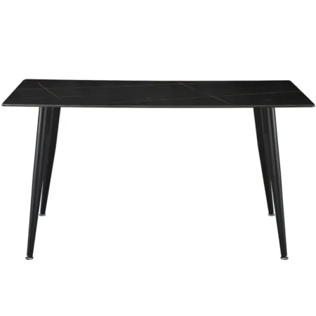 Tavolo da Pranzo 160x90 cm in Ceramica Effetto Marmo Nero Oro
