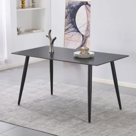 Tavolo da Pranzo 160x90 cm in Ceramica Effetto Marmo Nero Oro