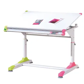 Kit Scrivania Inclinabile Bianca Cameretta Moderna Legno Metallo Tavolo Disegno