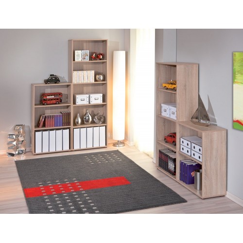Kit Libreria in Legno 60 Rovere Moderna Bassa Stretta Scaffali Ufficio Cameretta