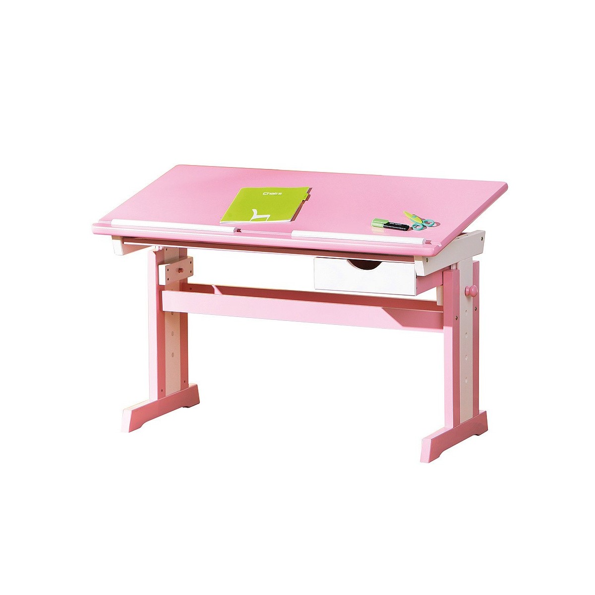 papasbox Set scrivania per Bambini Regolabile in Altezza Rosa con Piano del Tavolo Inclinato,Adatto ai Bambini per Imparare e disegnare può Essere utilizzato nelle scuole e nelle Famiglie 